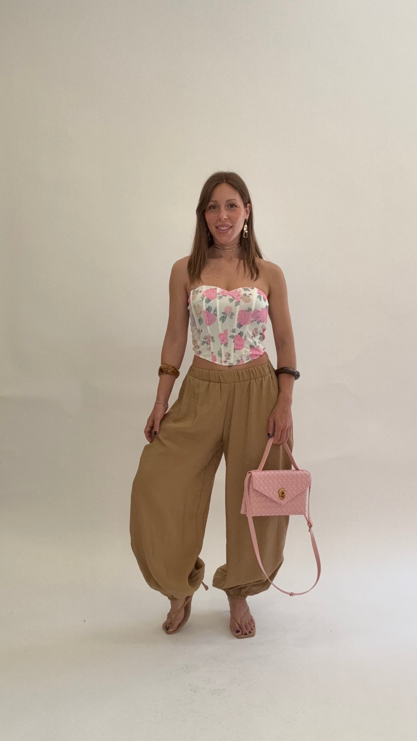 HAVEONE Pantalone a Palloncino Beige