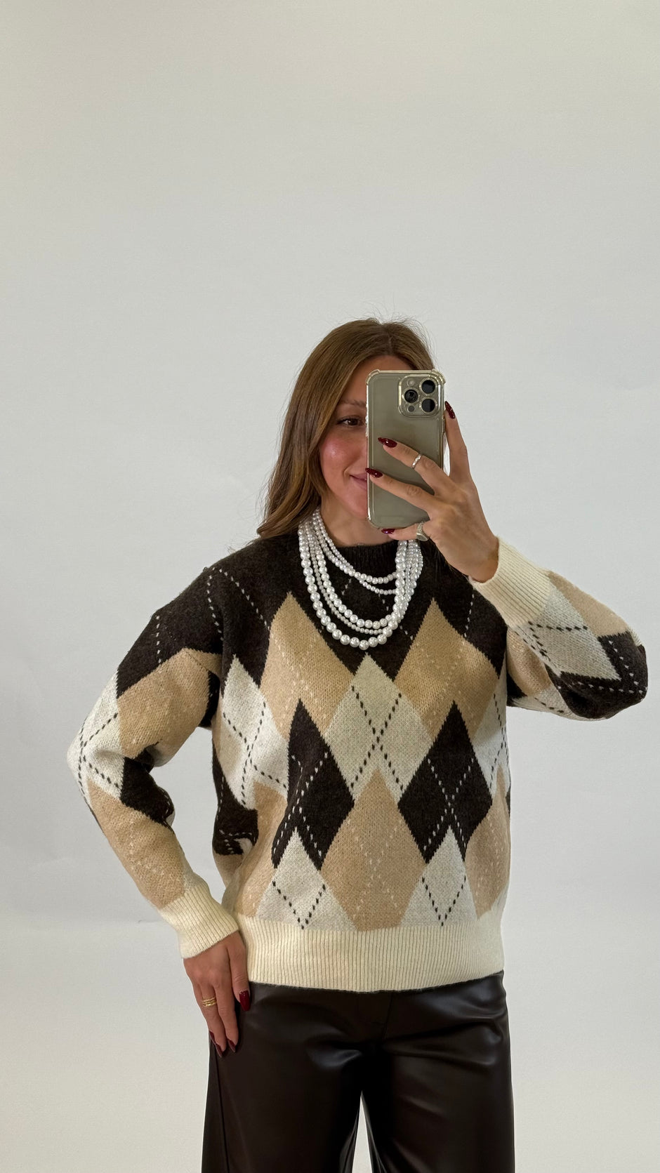 Pull Maxi Rombi Marrone