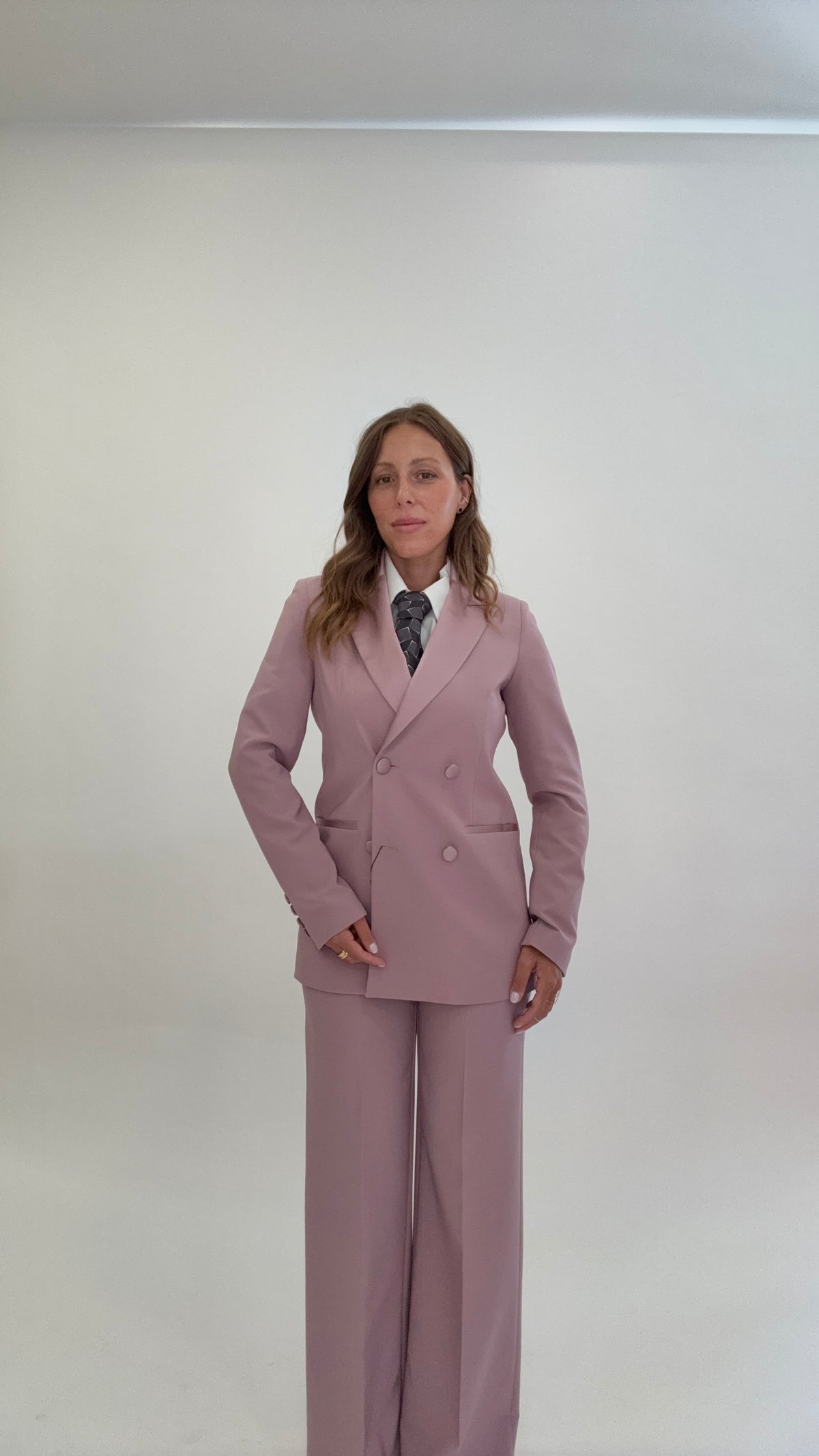 Tailleur Doppiopetto in Raso Rosa