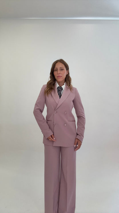 Tailleur Doppiopetto in Raso Rosa