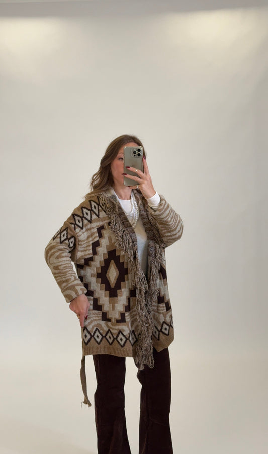 Cardigan Nui Beige - Marrone