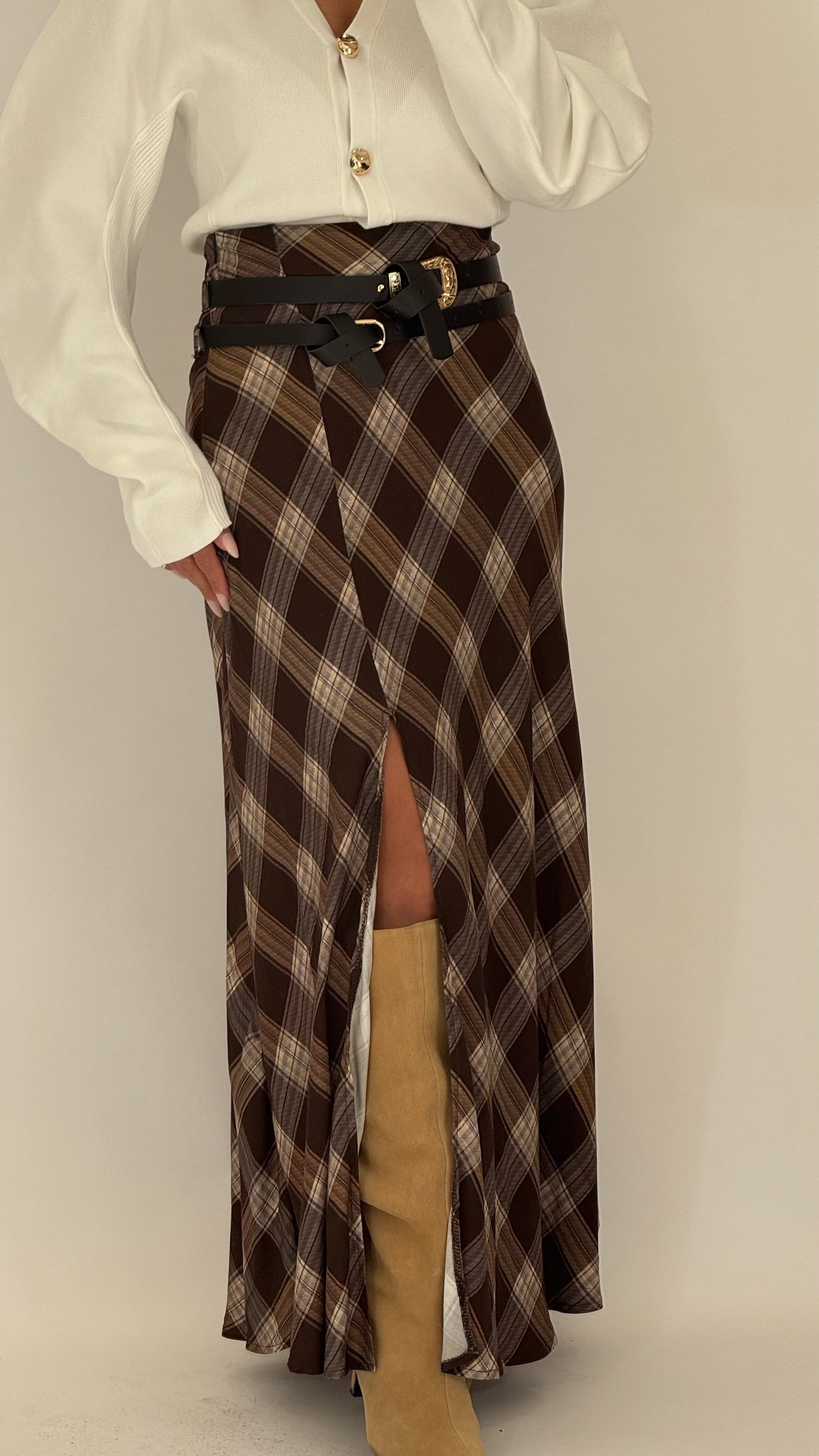 HAVEONE Gonna Tartan Marrone