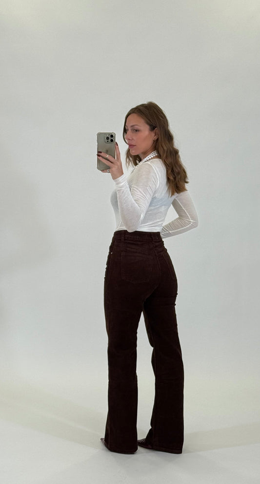 Jeans Costine Velluto Marrone