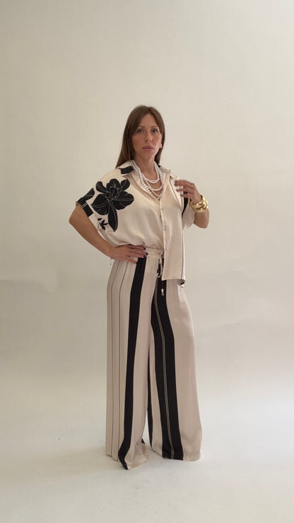 ANONYME Pantaloni Fiori e Righe