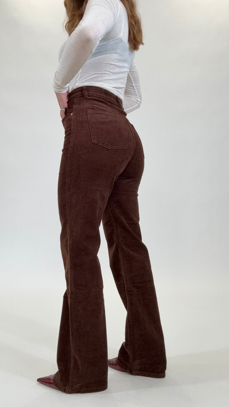 Jeans Costine Velluto Marrone