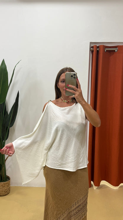 HAVEONE Blusa asimmetrica Bianca