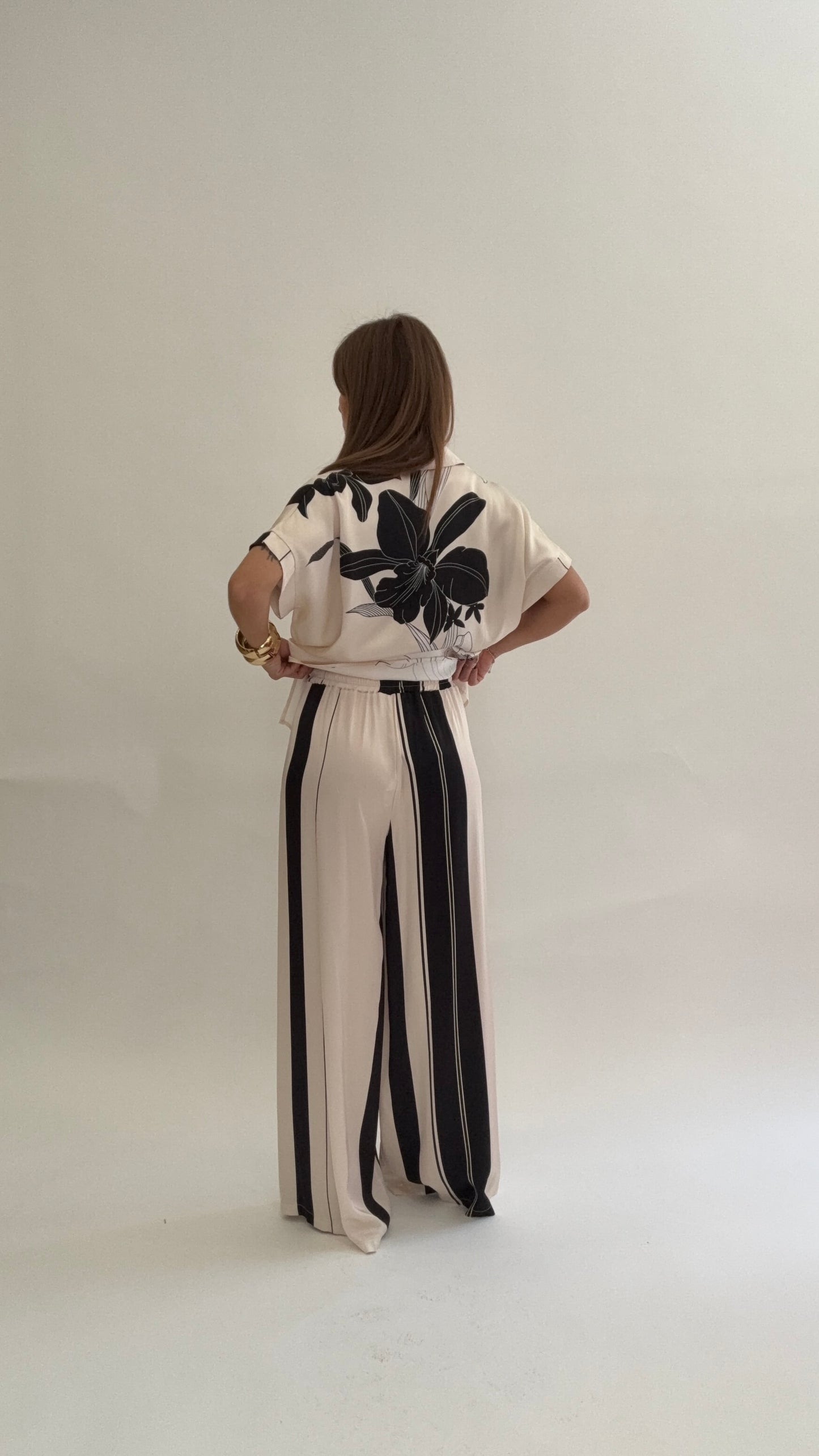 ANONYME Pantaloni Fiori e Righe