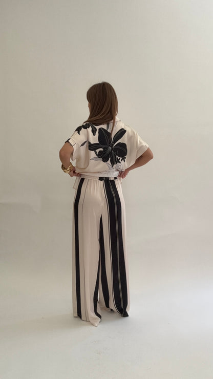 ANONYME Pantaloni Fiori e Righe