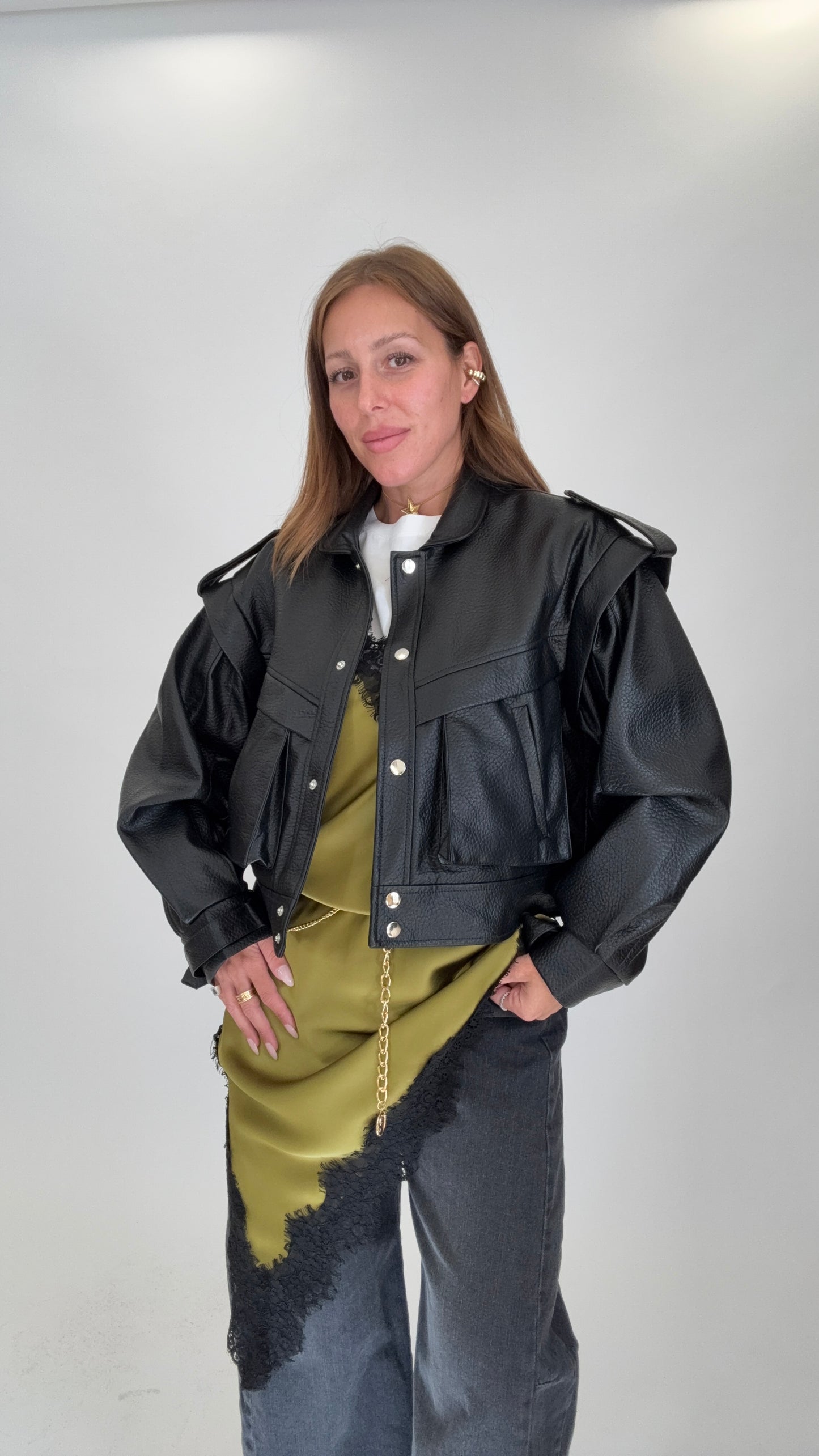 Giubbotto ecopelle Over