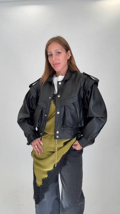 Giubbotto ecopelle Over