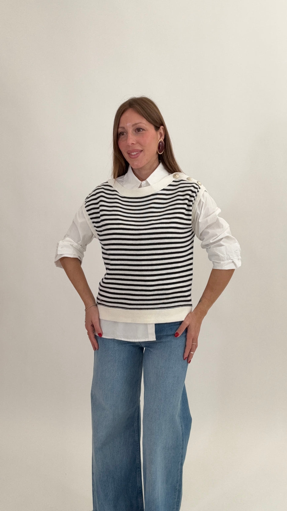 PLEASE Gilet Mali Panna/Blu