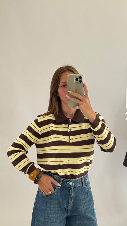 Polo in maglia Coffe- Yellow