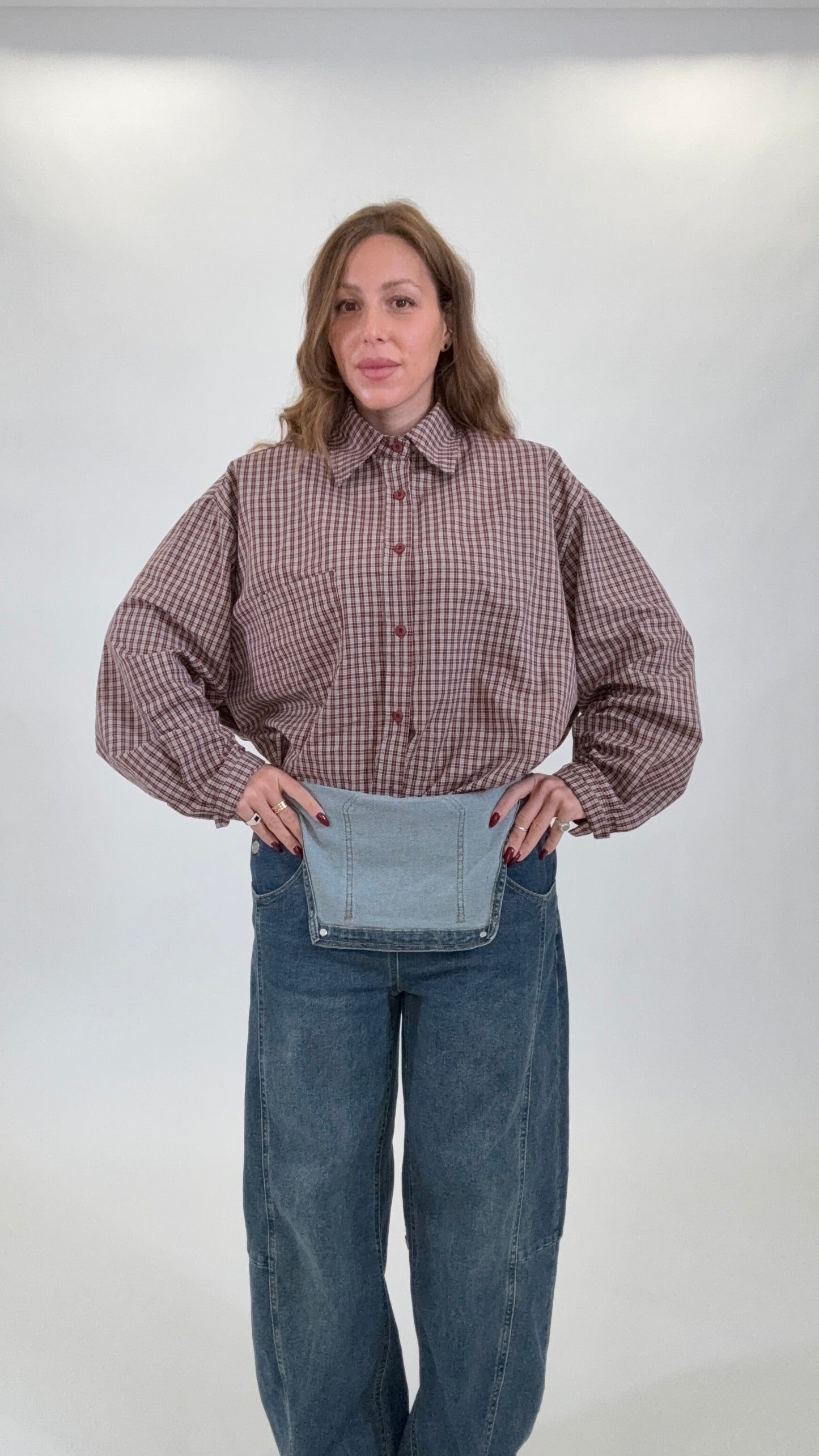 Camicia oversize Micro-Check