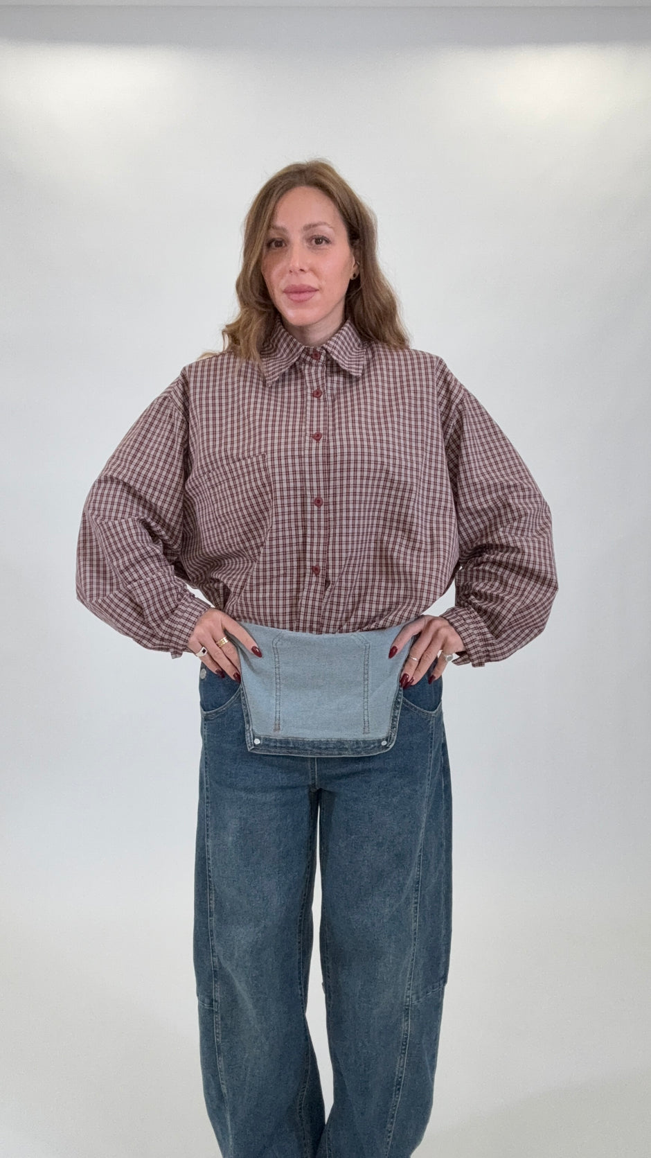 Camicia oversize Micro-Check