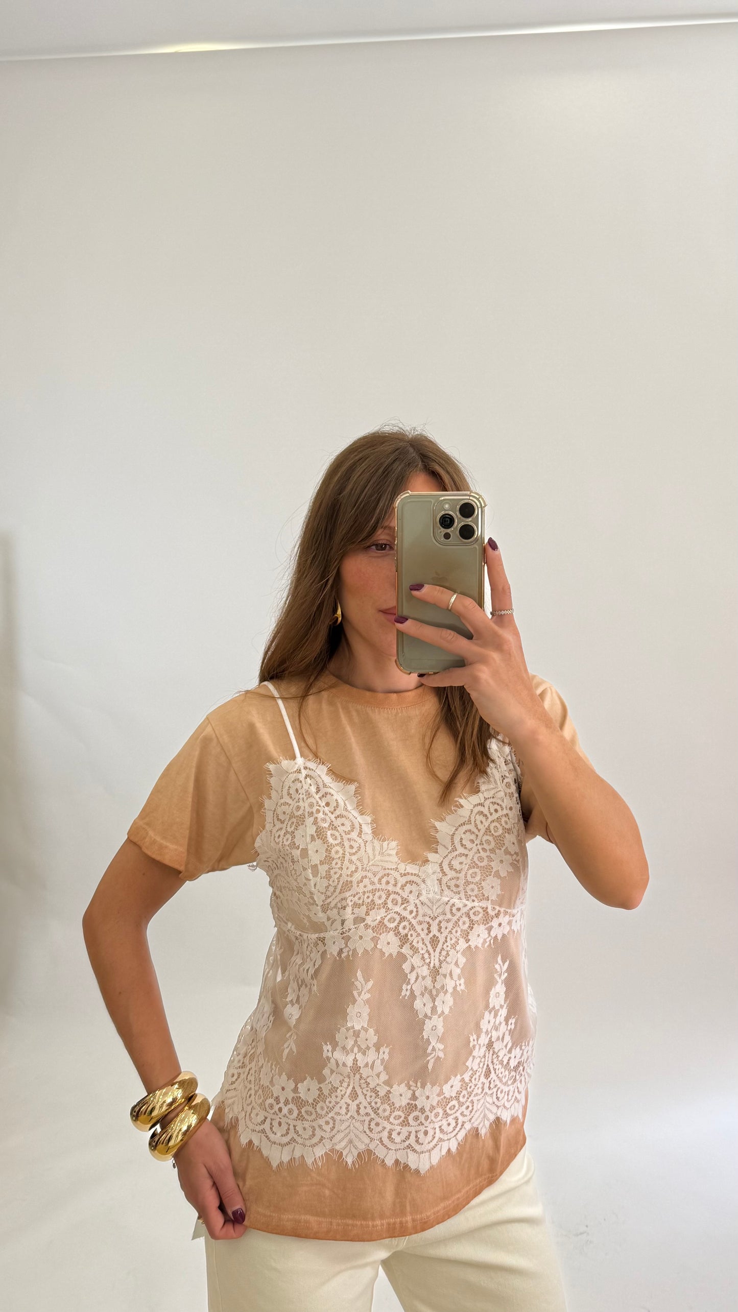 HAVEONE T-shirt Phard + Top Pizzo Bianco