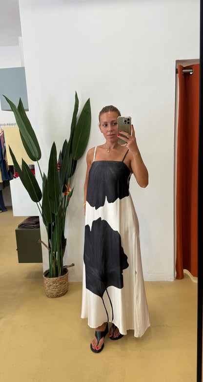 ANONYME Abito Leaf Nero