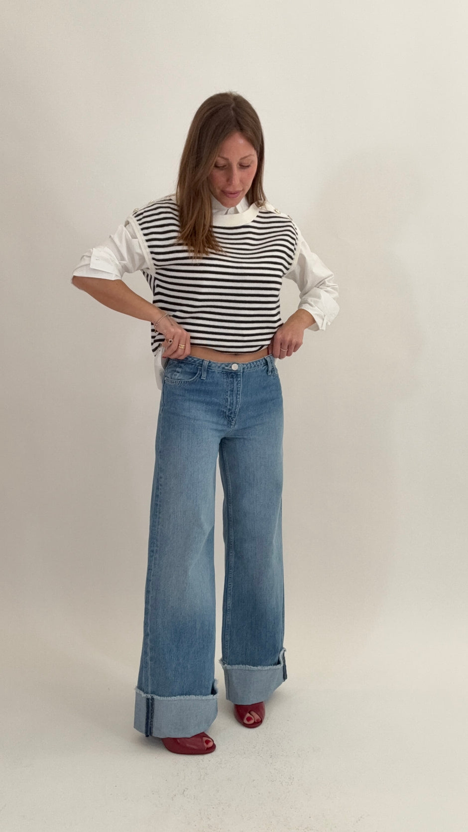 PONT Relaxed Wide Leg Maxi risvolto