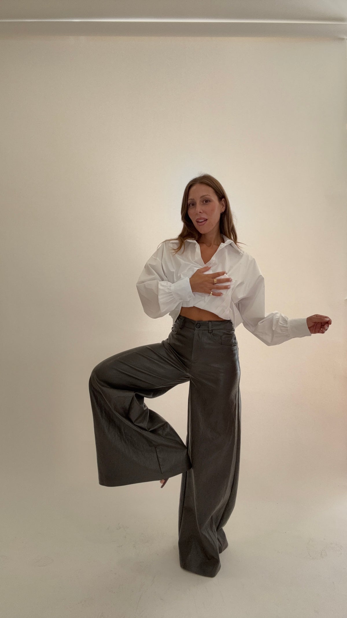 HAVEONE Pantalone Nadia Ecopelle Grigio