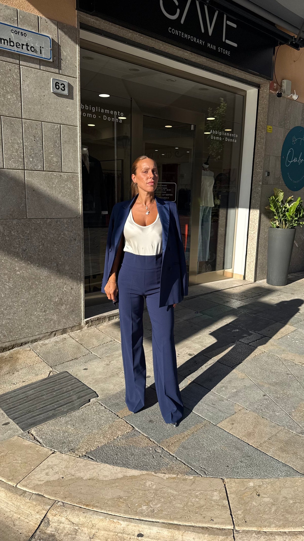 Tailleur Doppiopetto in Raso Blu Navy