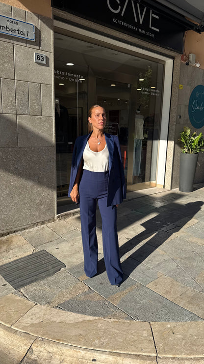 Tailleur Doppiopetto in Raso Blu Navy