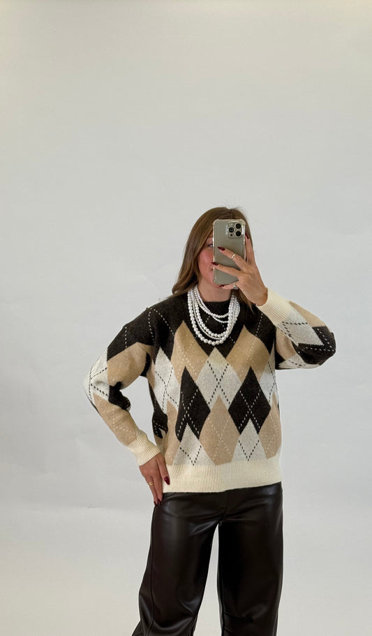 Pull Maxi Rombi Marrone