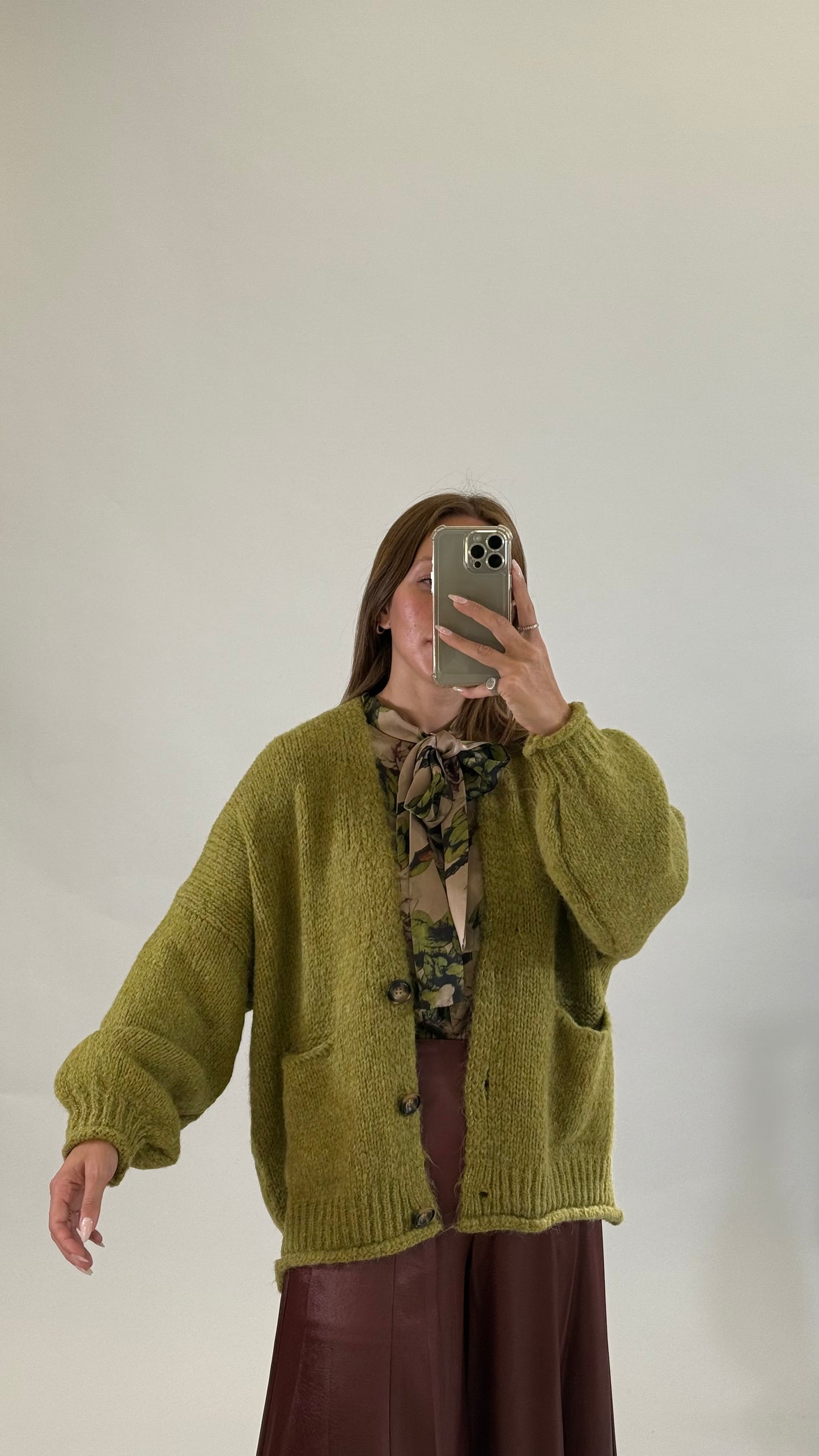 HAVEONE Maxi Cardigan Olio
