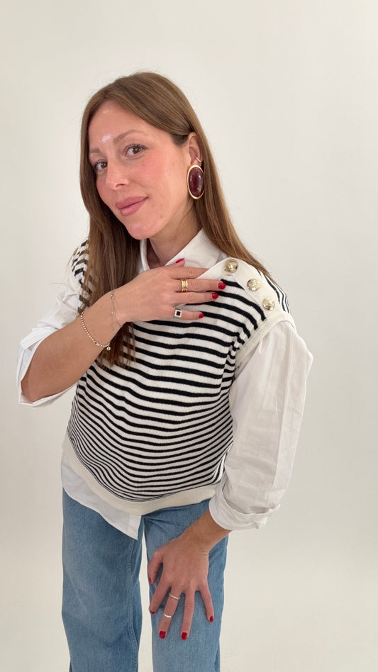 PLEASE Gilet Mali Panna/Blu