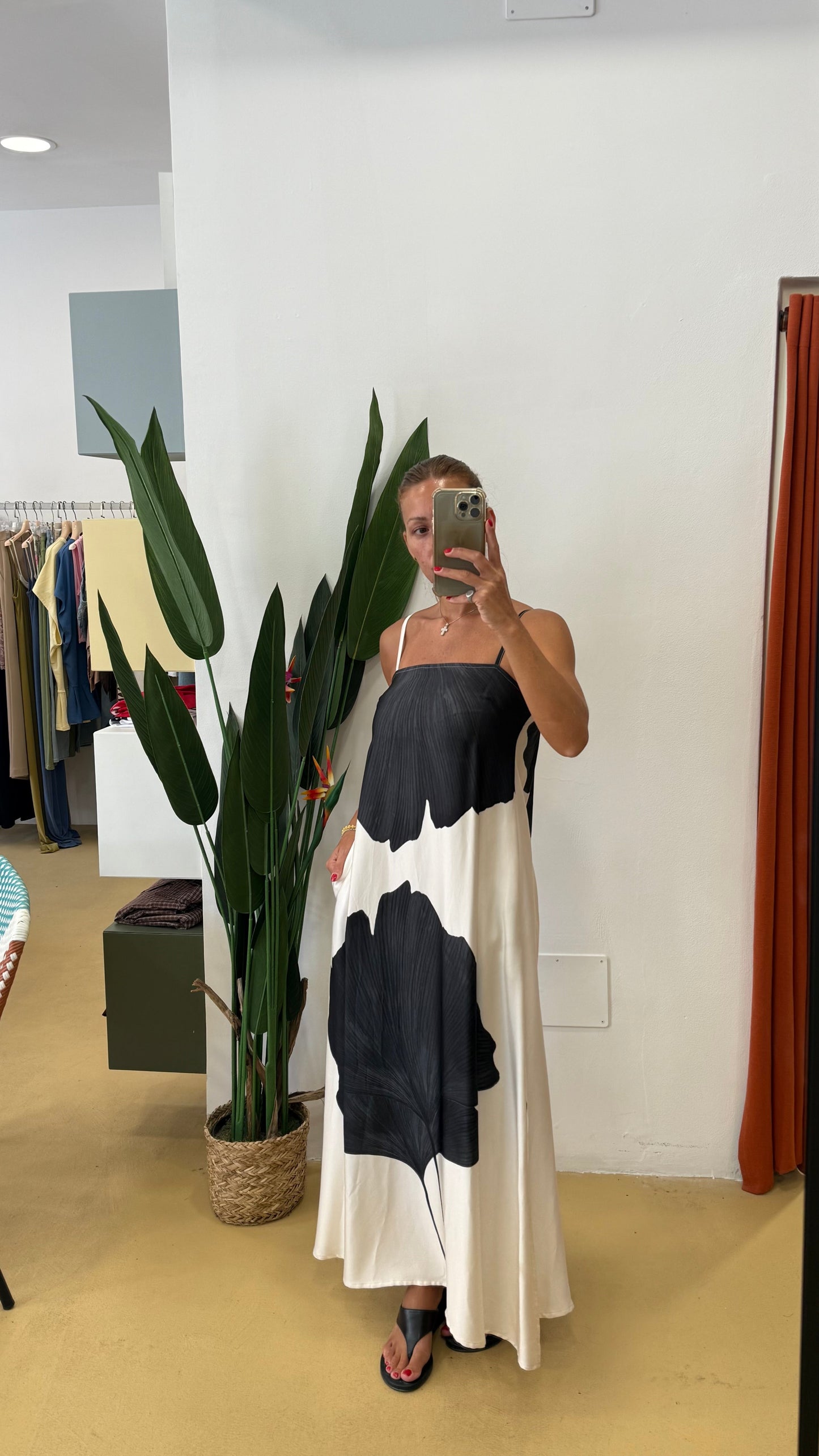 ANONYME Abito Leaf Nero