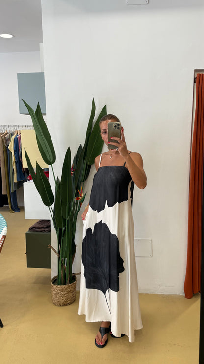 ANONYME Abito Leaf Nero