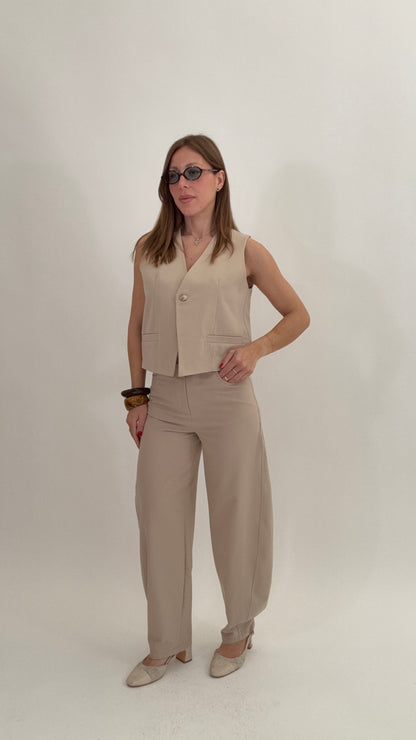 HAVEONE Set Gilet +  Pantalone Barrel Sabbia