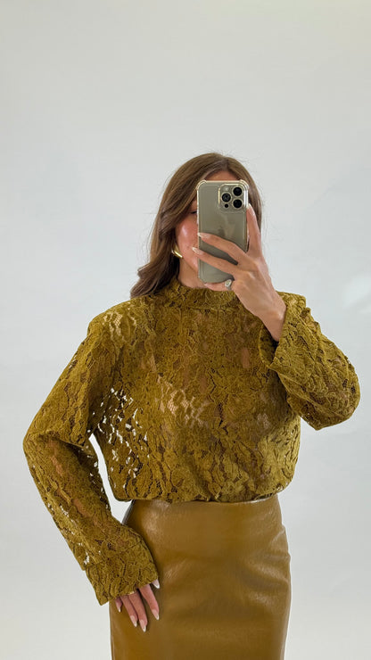 HAVEONE Maglia Pizzo e Velluto