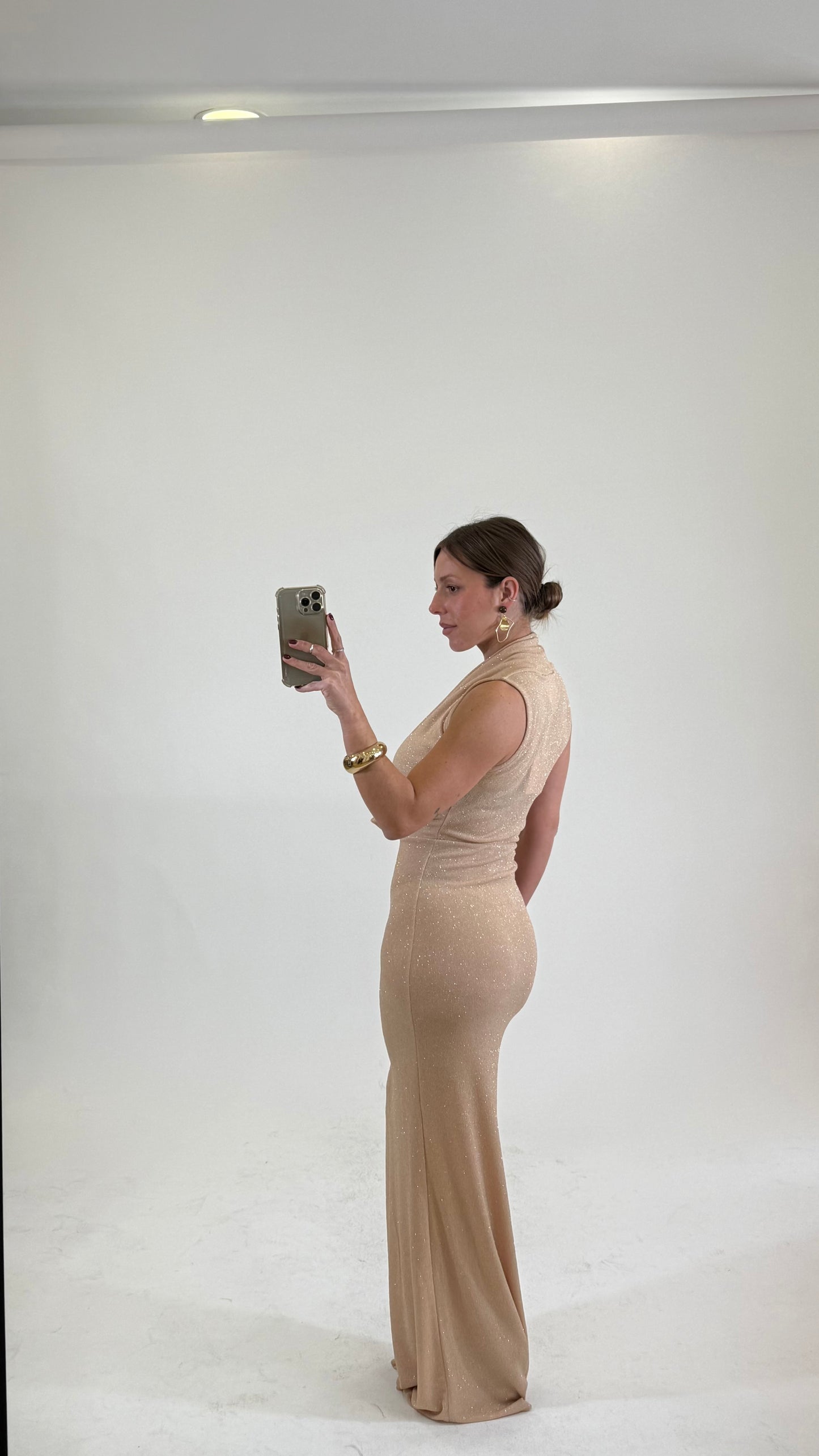 KOSTUMN1 Abito Lungo Sciallato Sabbia