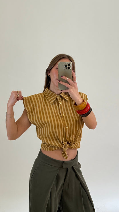 HAVEONE Camicia gessata smanicata
