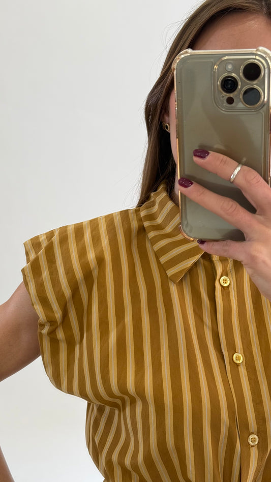 HAVEONE Camicia gessata smanicata