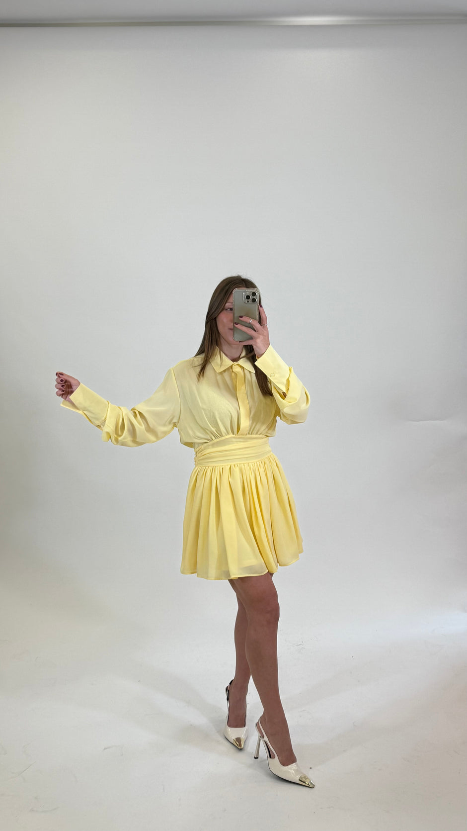 KOSTUMN1 Abitino gonna a ruota Giallino