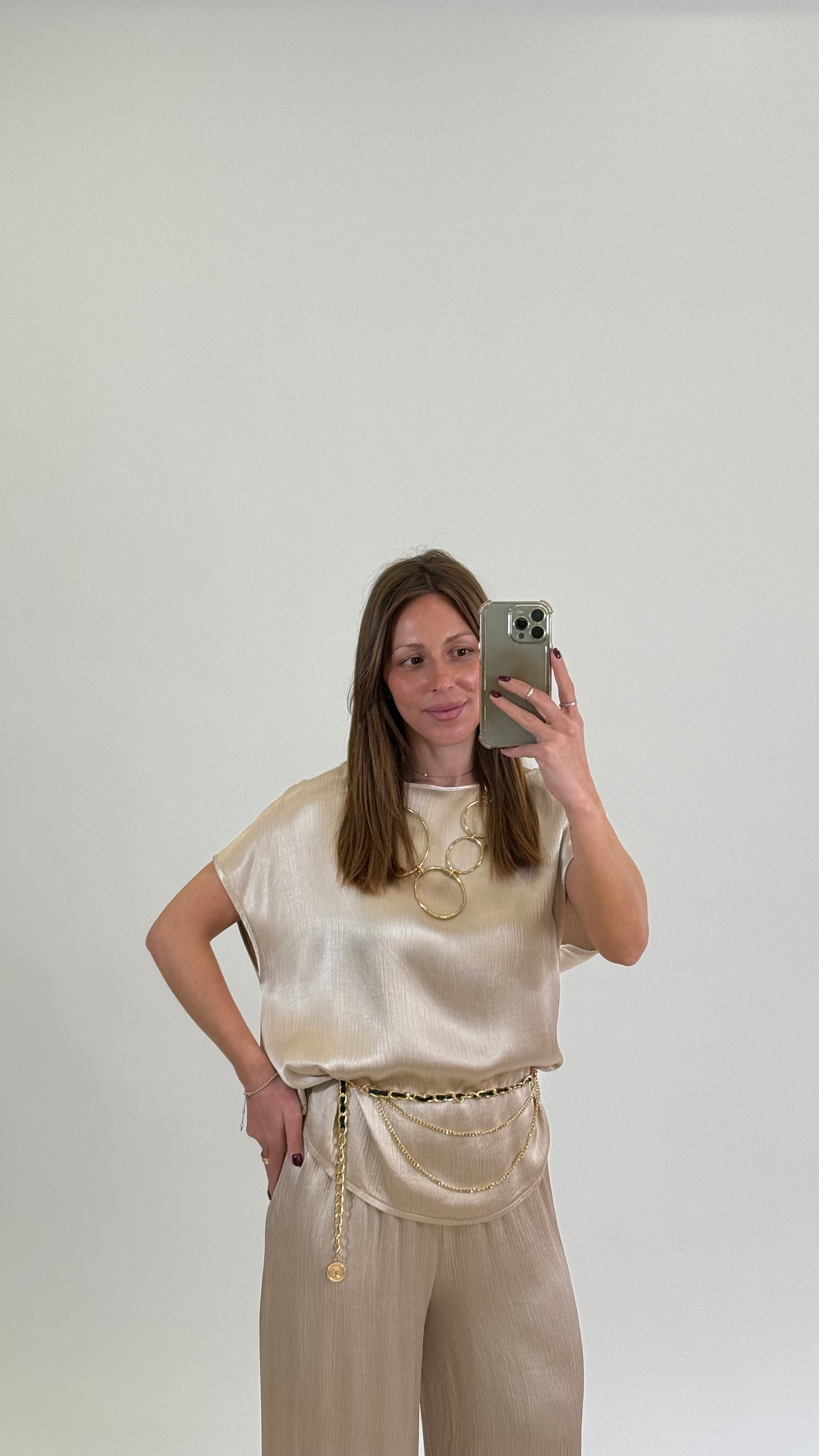 HAVEONE Blusa manica calata Beige