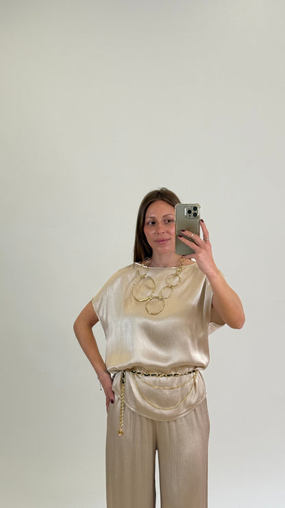 HAVEONE Blusa manica calata Beige