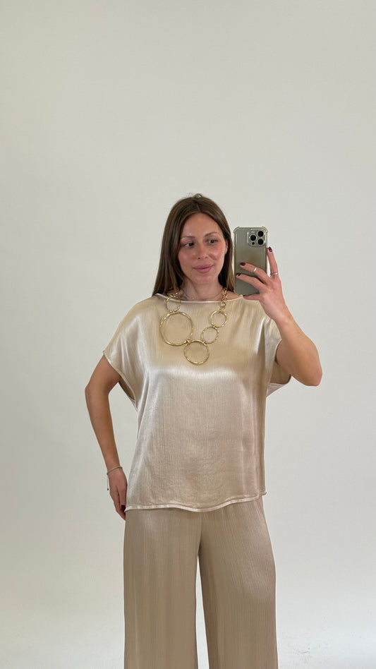 HAVEONE Blusa manica calata Beige