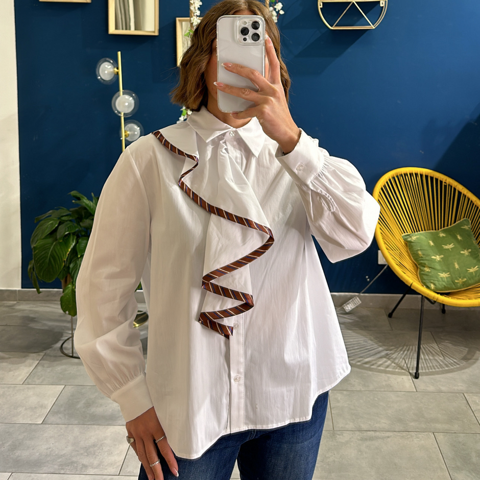 Camicia Rouches Bianca
