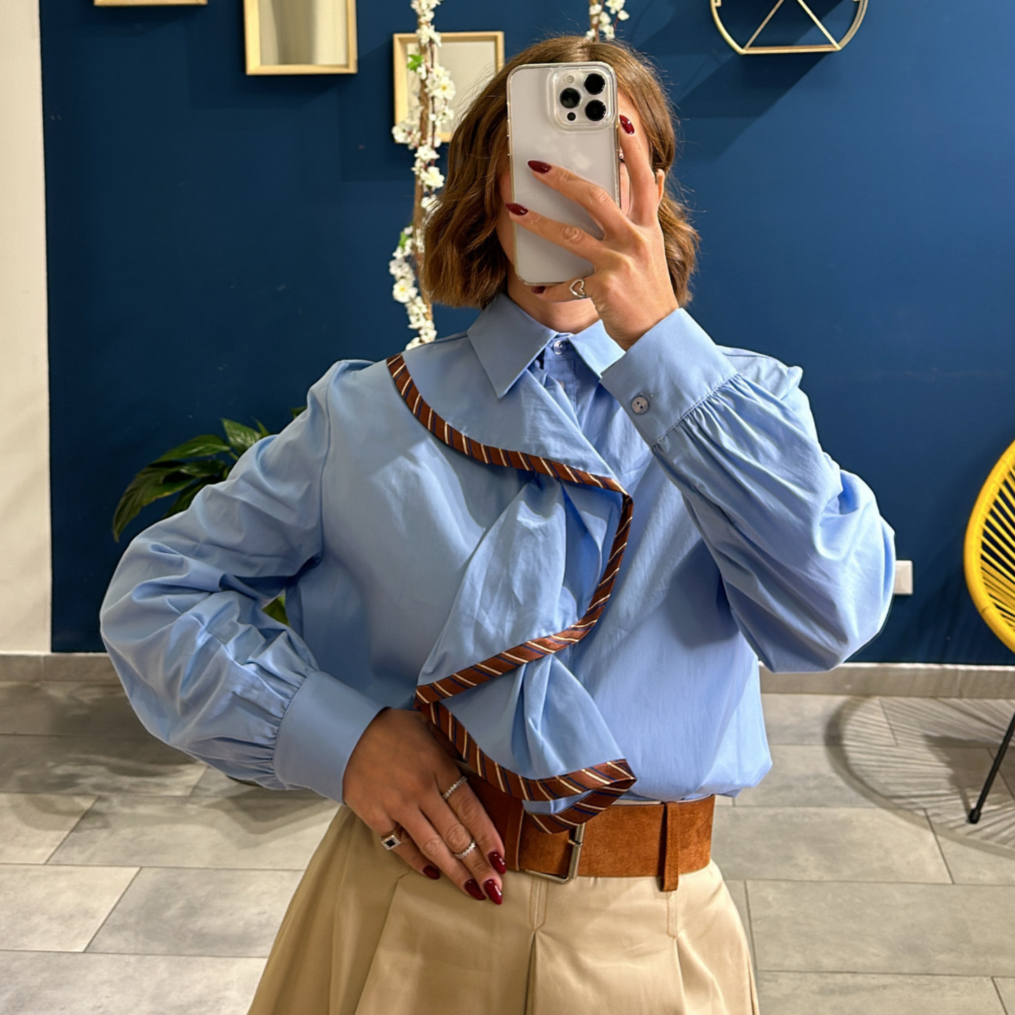Camicia Rouches Azzurra