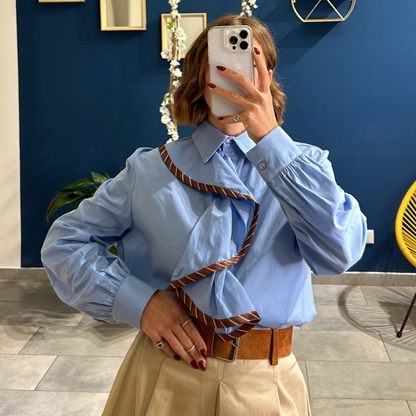 Camicia Rouches Azzurra