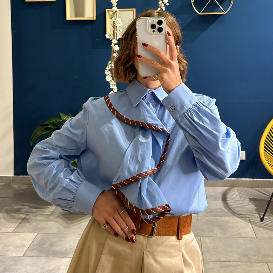 Camicia Rouches Azzurra