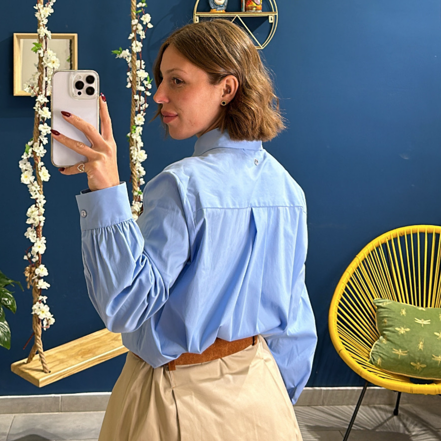 Camicia Rouches Azzurra