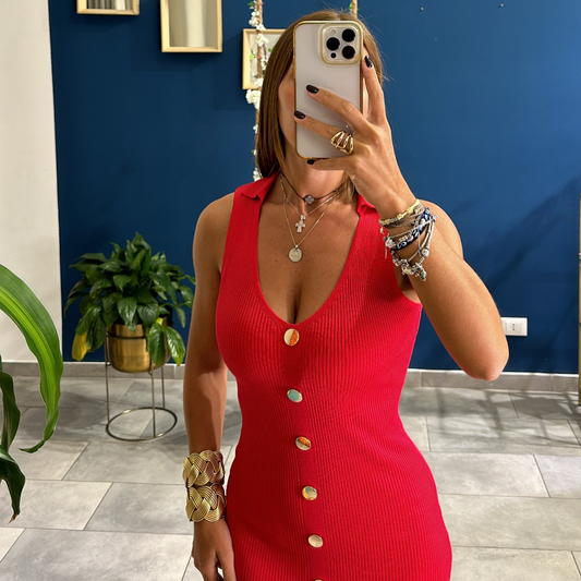 Vestito Colletto Rosso