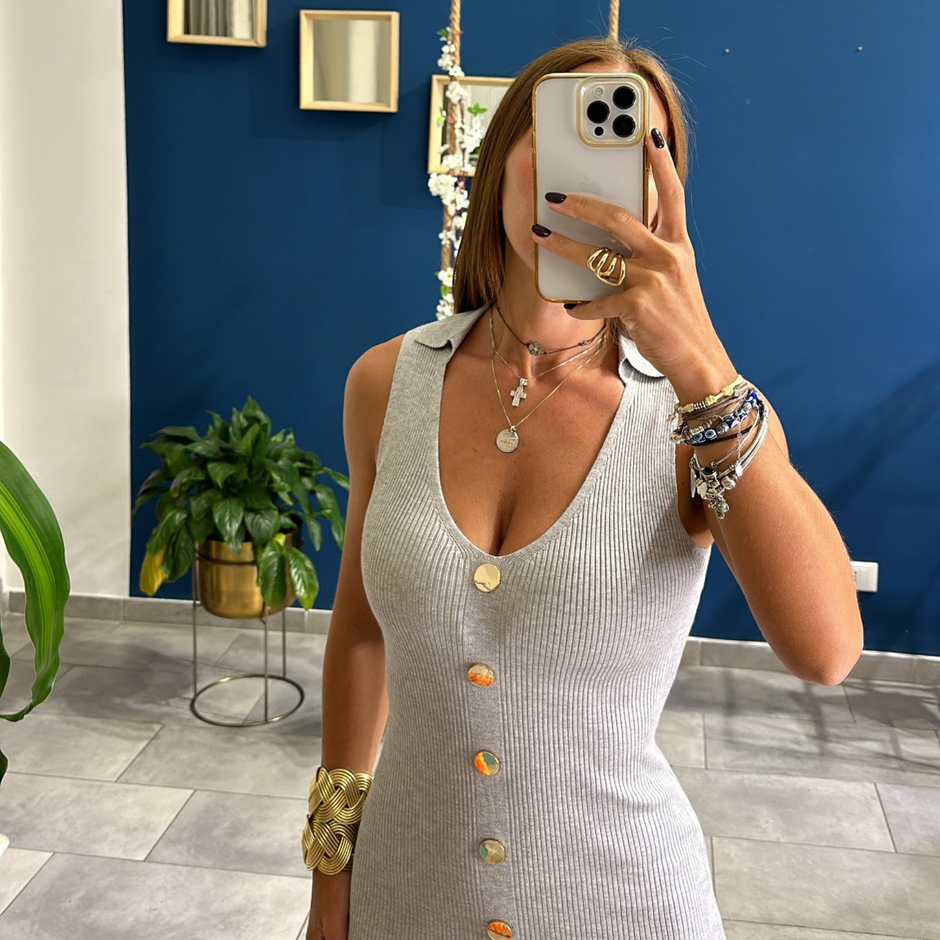 Vestito Colletto Grigio