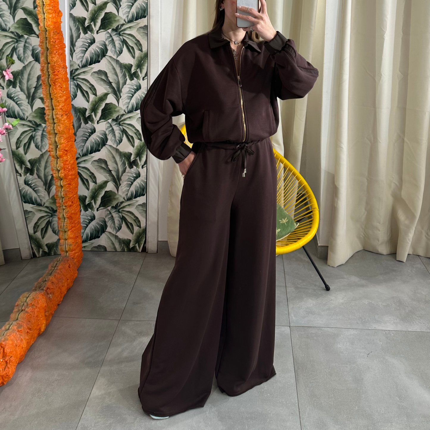 HAVEONE Pantalone Tuta Cioccolato