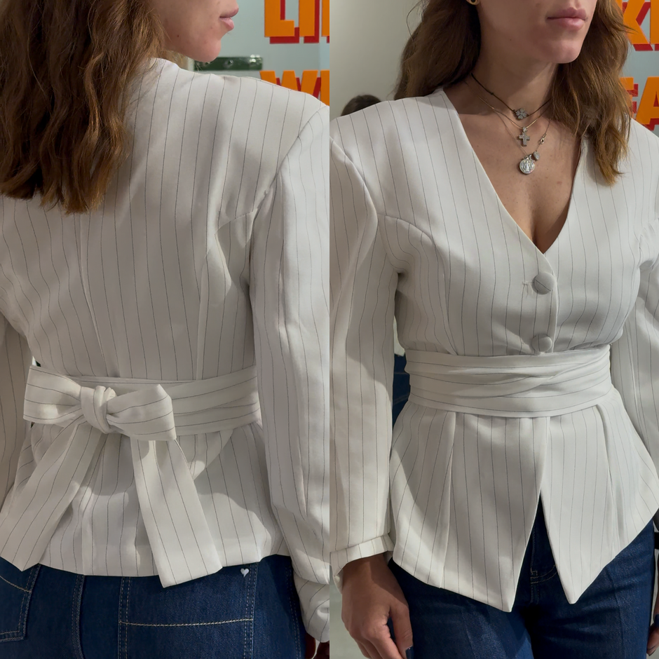 Blazer Gessato Bianco