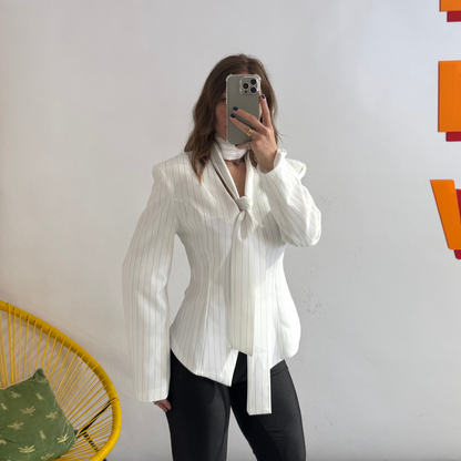 Blazer Gessato Bianco