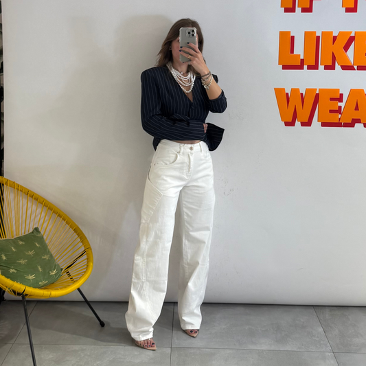 Jeans Wide Balloon White