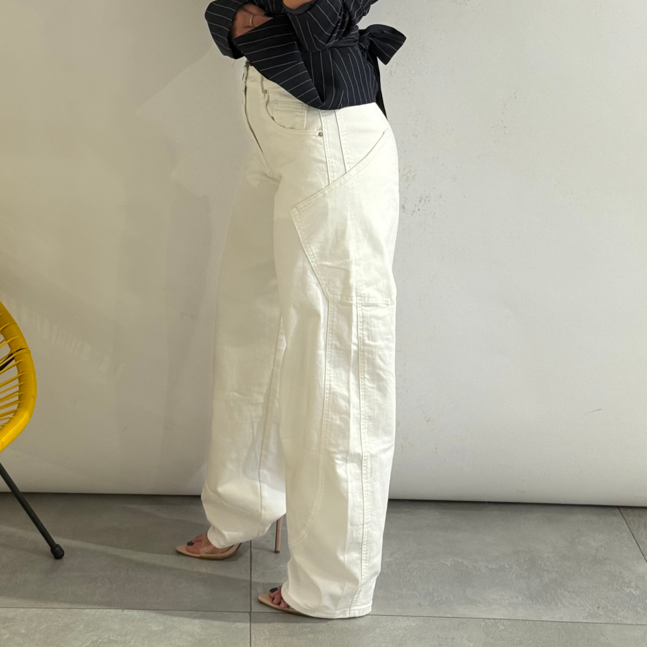 Jeans Wide Balloon White